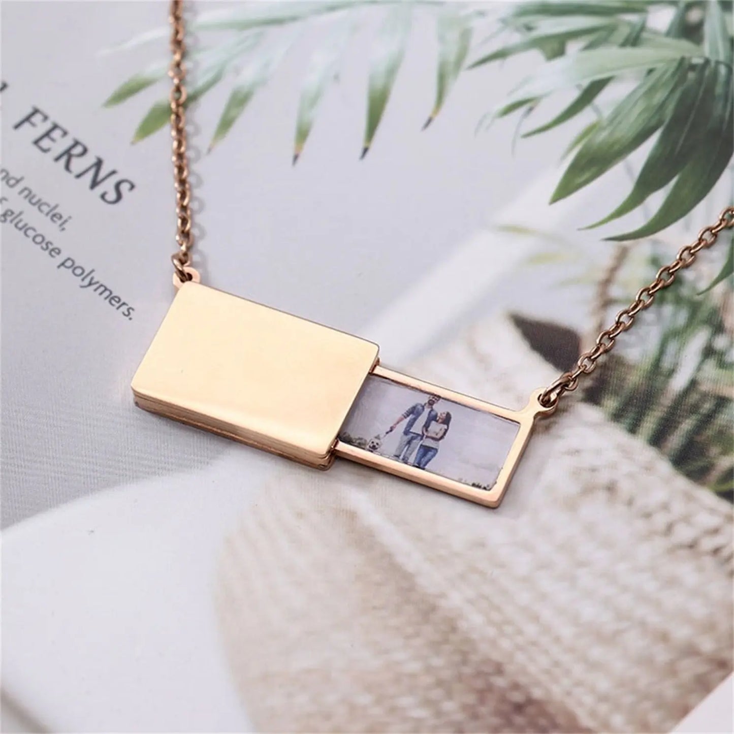 Pull-Out Envelope Necklace Personalized Engraved Photo Locket Unique Pendant - Blade & Thread