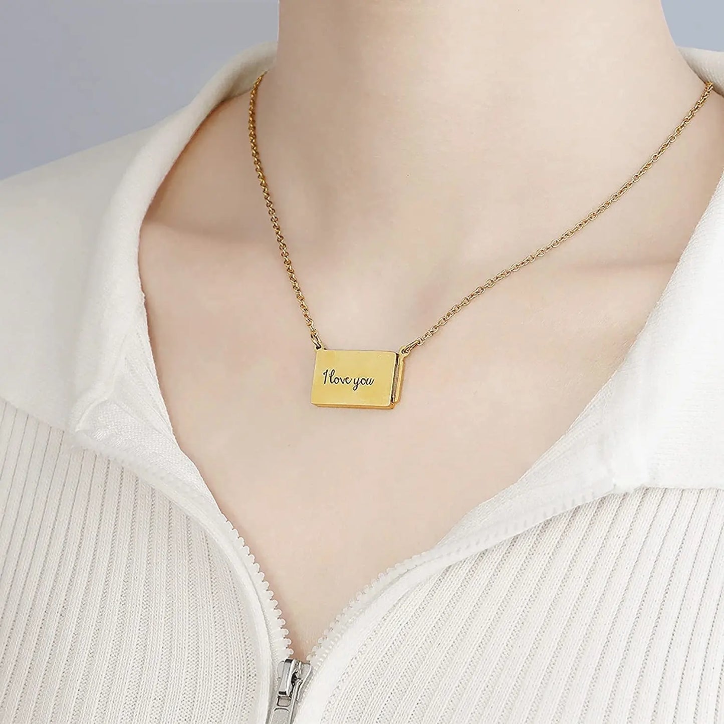 Pull-Out Envelope Necklace Personalized Engraved Photo Locket Unique Pendant - Blade & Thread