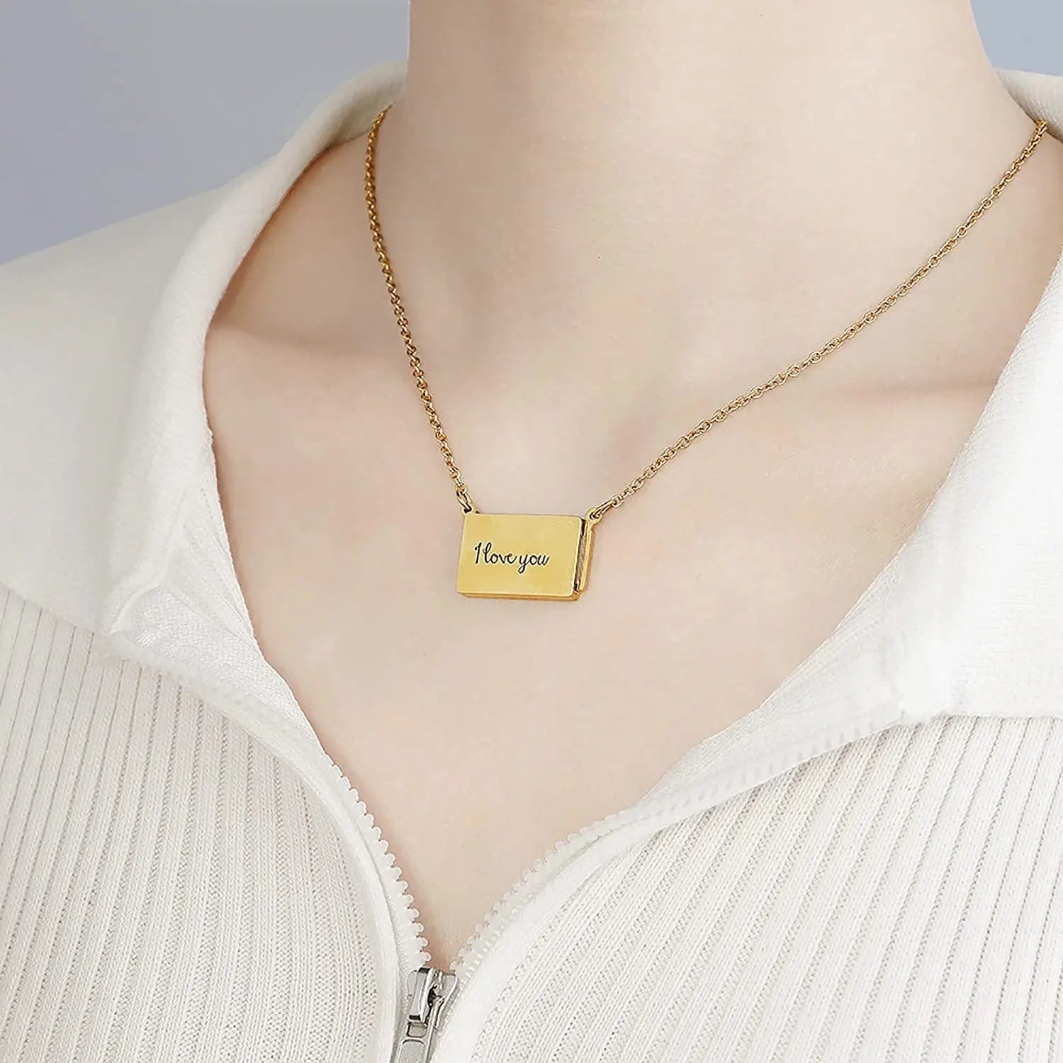 Pull-Out Envelope Necklace Personalized Engraved Photo Locket Unique Pendant - Blade & Thread