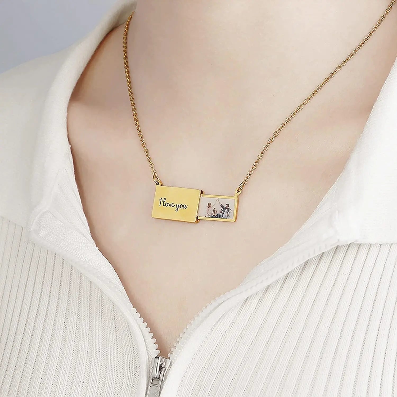 Pull-Out Envelope Necklace Personalized Engraved Photo Locket Unique Pendant - Blade & Thread