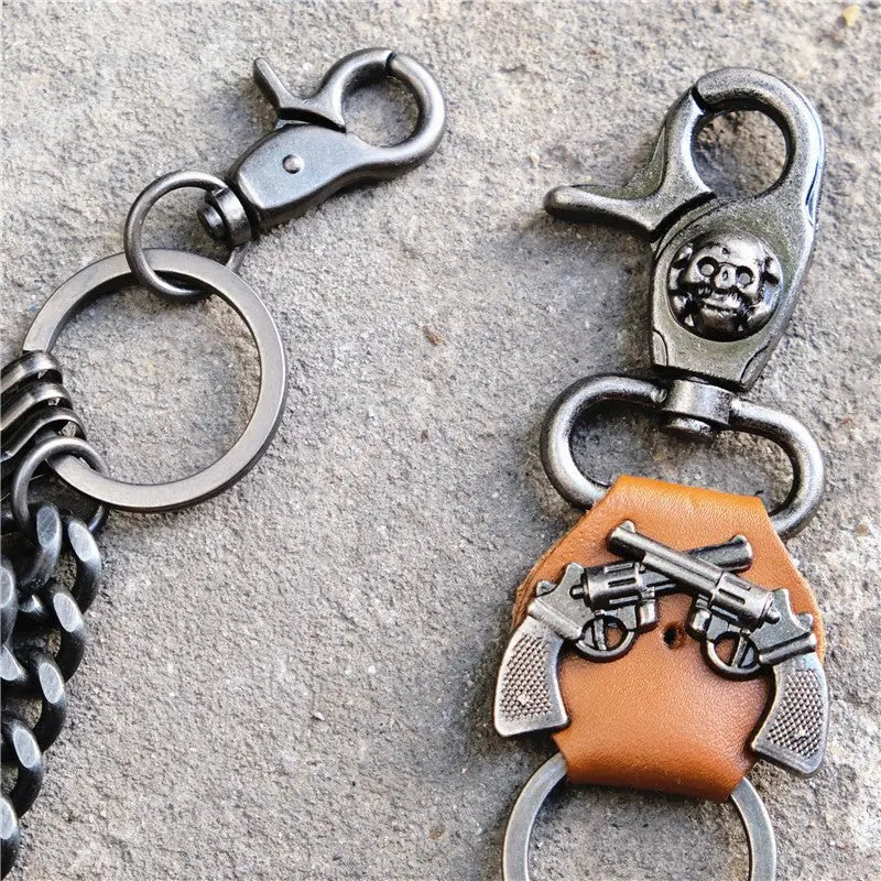 Punk double gun bullet pendant cowhide metal thick trouser chain - Blade & Thread