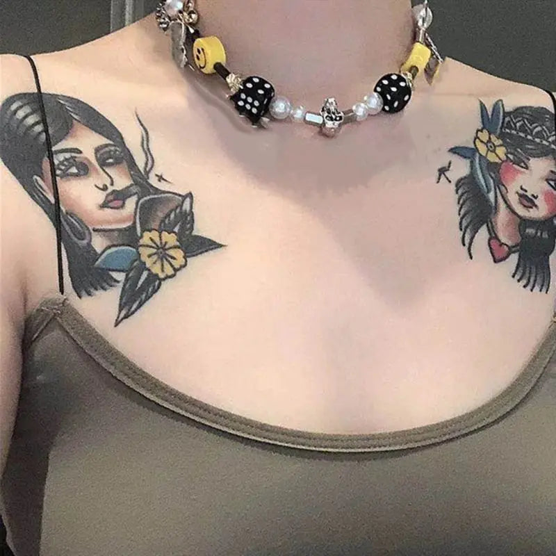Punk Fashion Rock Pearl Smiley Skull Rope Adjustable Choker Lucky Dice Beaded Streetwear Necklaces - Blade & Thread