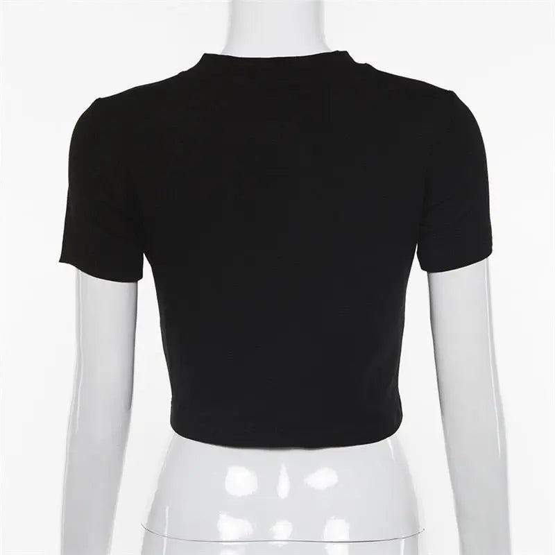 Punk Vintage Rhinestone Spider Goth Graphic T Shirt Women Y2k Style Crop Top O-neck Tshirt - Blade & Thread