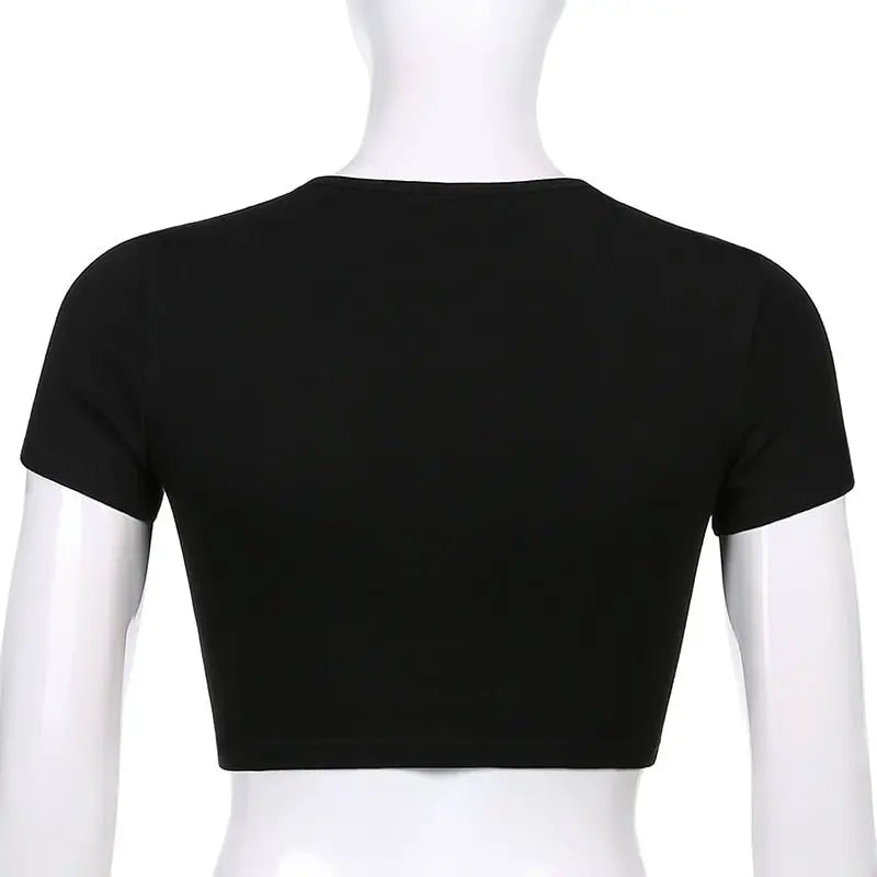 Punk Vintage Rhinestone Spider Goth Graphic T Shirt Women Y2k Style Crop Top O-neck Tshirt - Blade & Thread