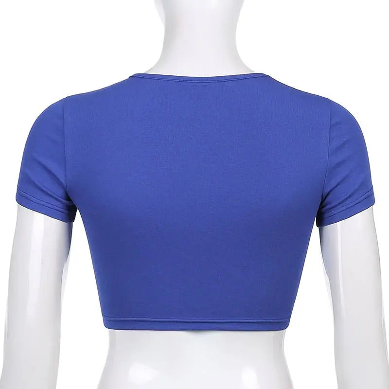 Punk Vintage Rhinestone Spider Goth Graphic T Shirt Women Y2k Style Crop Top O-neck Tshirt - Blade & Thread