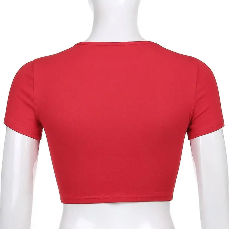 Punk Vintage Rhinestone Spider Goth Graphic T Shirt Women Y2k Style Crop Top O-neck Tshirt - Blade & Thread