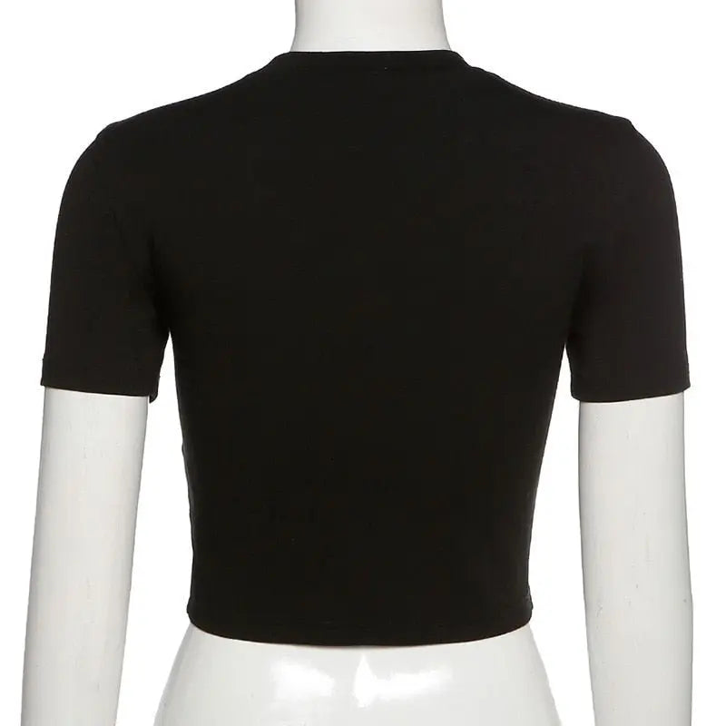 Punk Vintage Rhinestone Spider Goth Graphic T Shirt Women Y2k Style Crop Top O-neck Tshirt - Blade & Thread