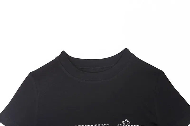 Punk Vintage Rhinestone Spider Goth Graphic T Shirt Women Y2k Style Crop Top O-neck Tshirt - Blade & Thread