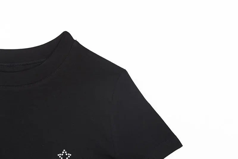 Punk Vintage Rhinestone Spider Goth Graphic T Shirt Women Y2k Style Crop Top O-neck Tshirt - Blade & Thread