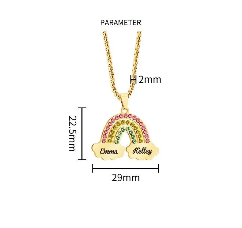 Rainbow Couple Name Necklace Engraving Pendant - Blade & Thread