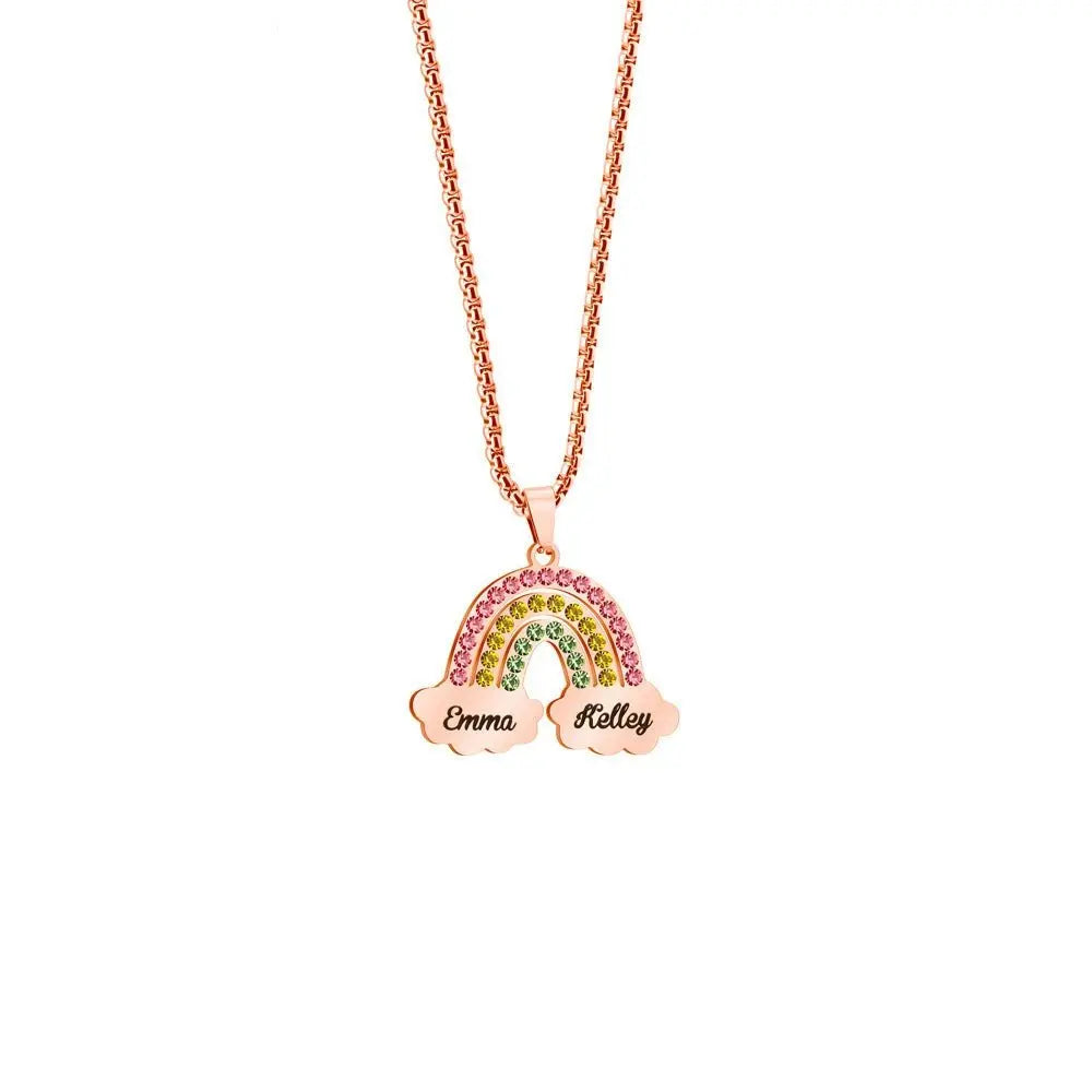 Rainbow Couple Name Necklace Engraving Pendant - Blade & Thread