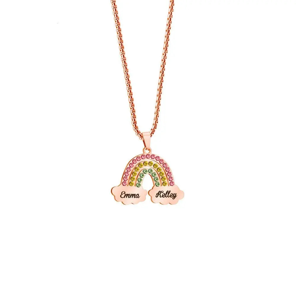 Rainbow Couple Name Necklace Engraving Pendant - Blade & Thread