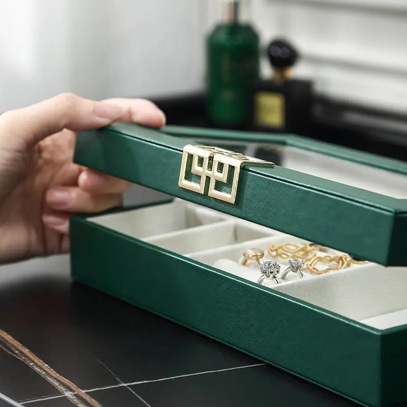 Rectangular PU leather window jewelry box - Blade & Thread