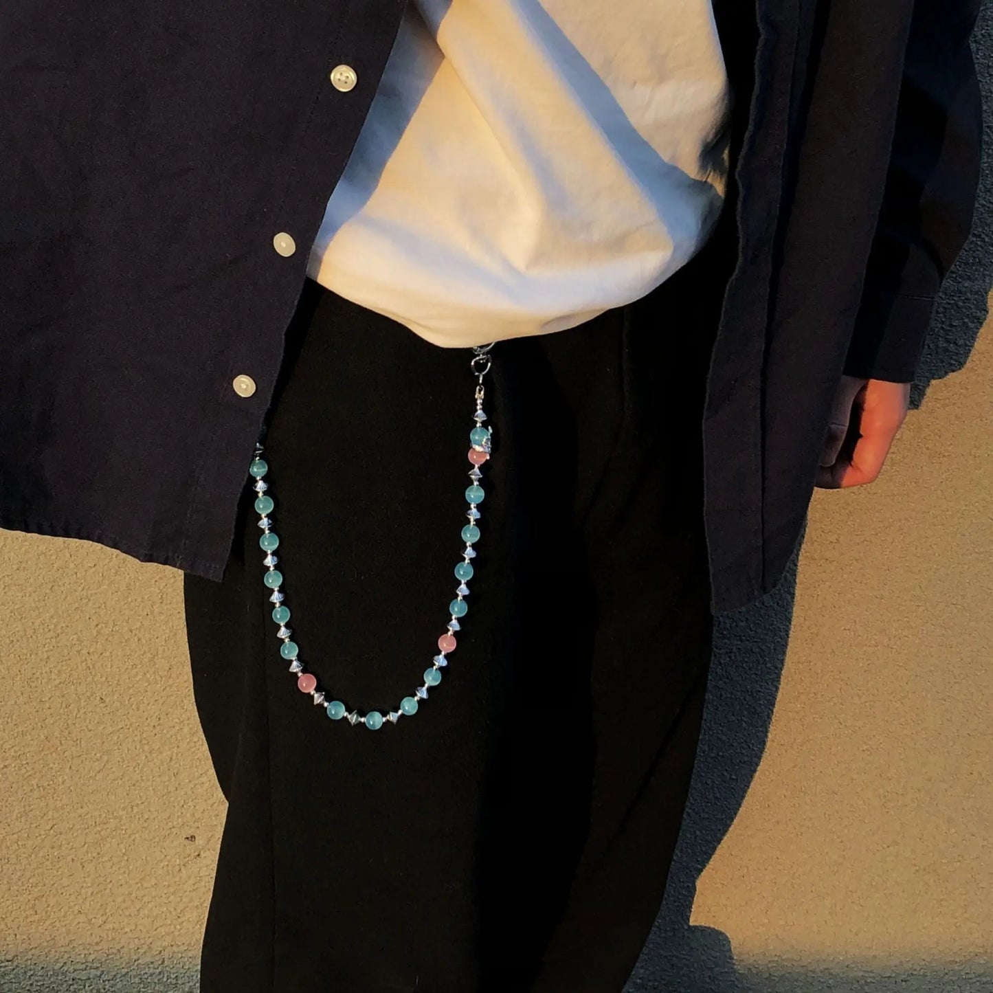 red and blue cat's eye stone chain - Blade & Thread