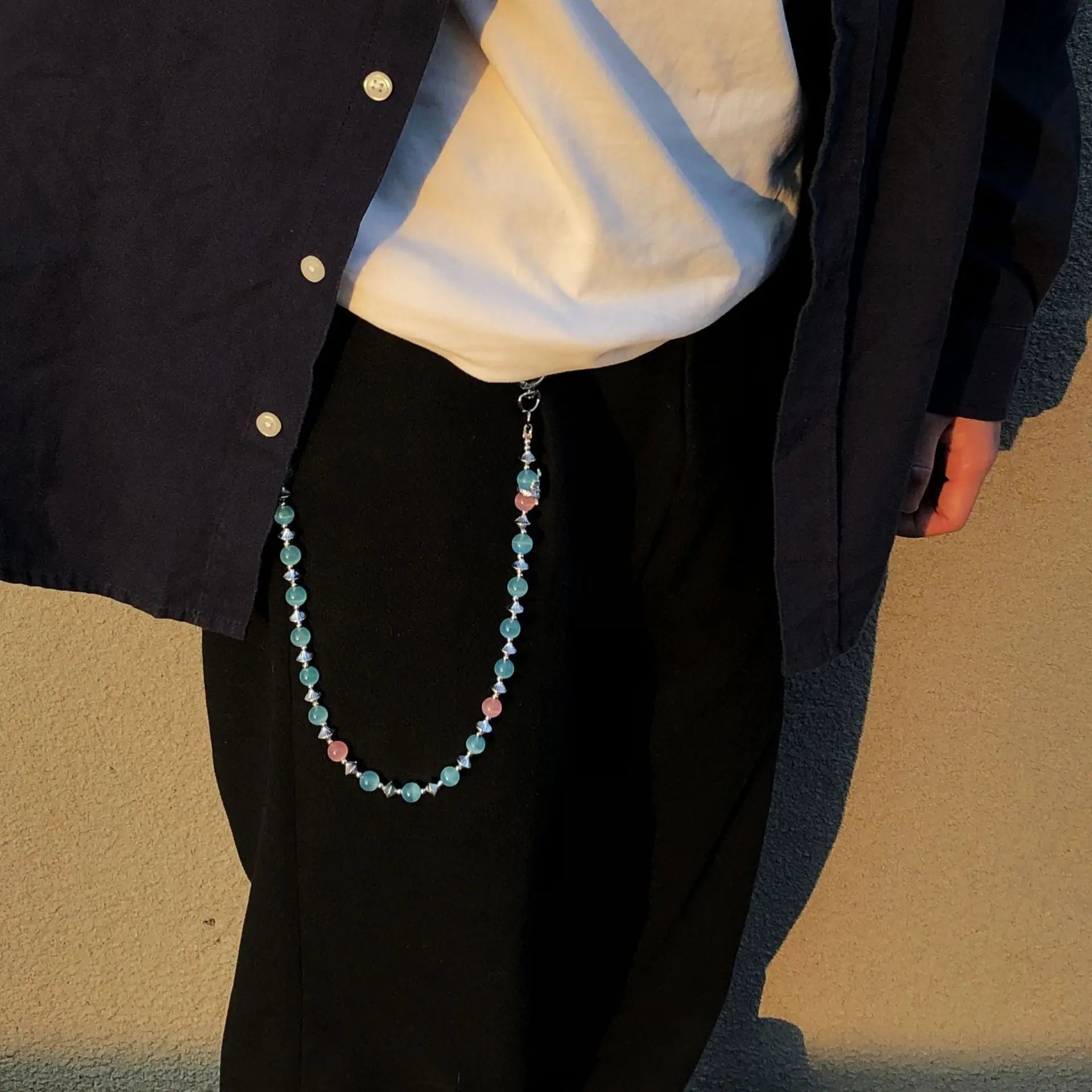 red and blue cat's eye stone chain - Blade & Thread
