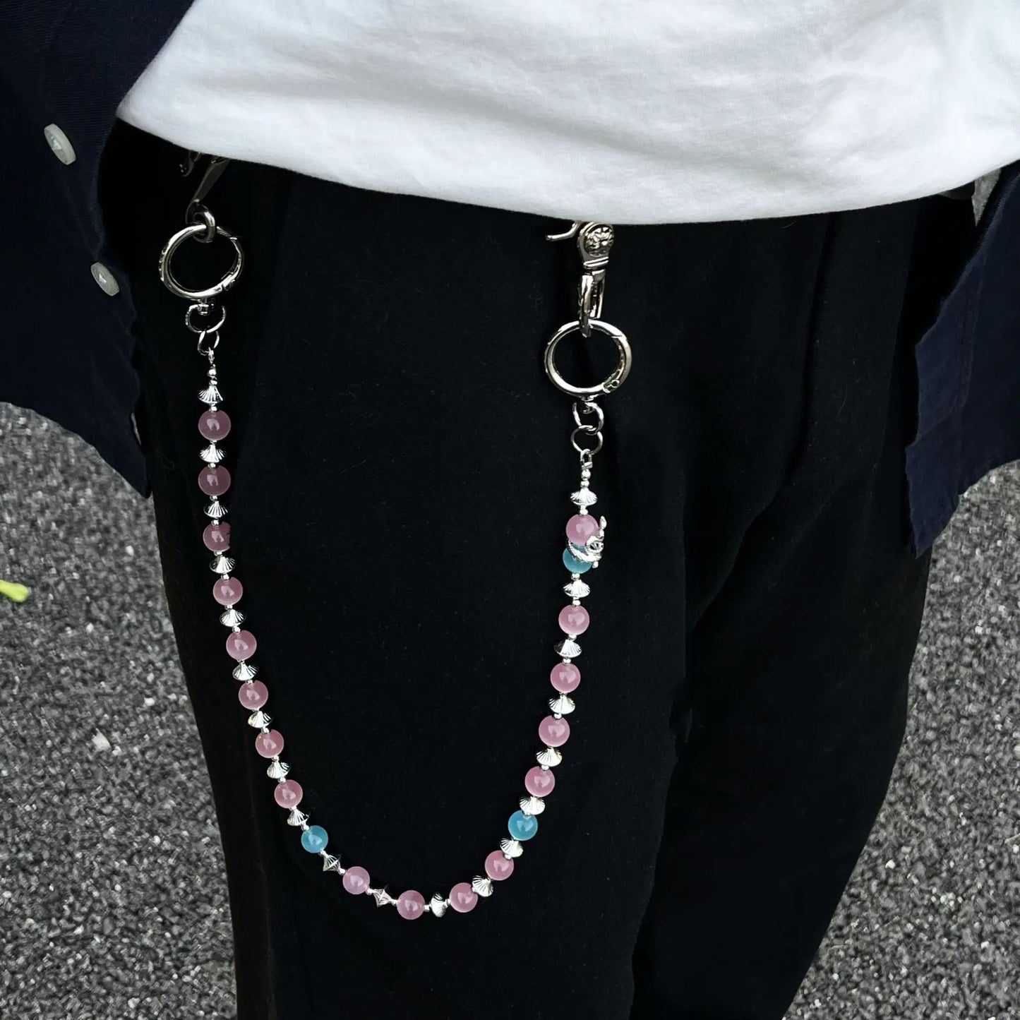 red and blue cat's eye stone chain - Blade & Thread