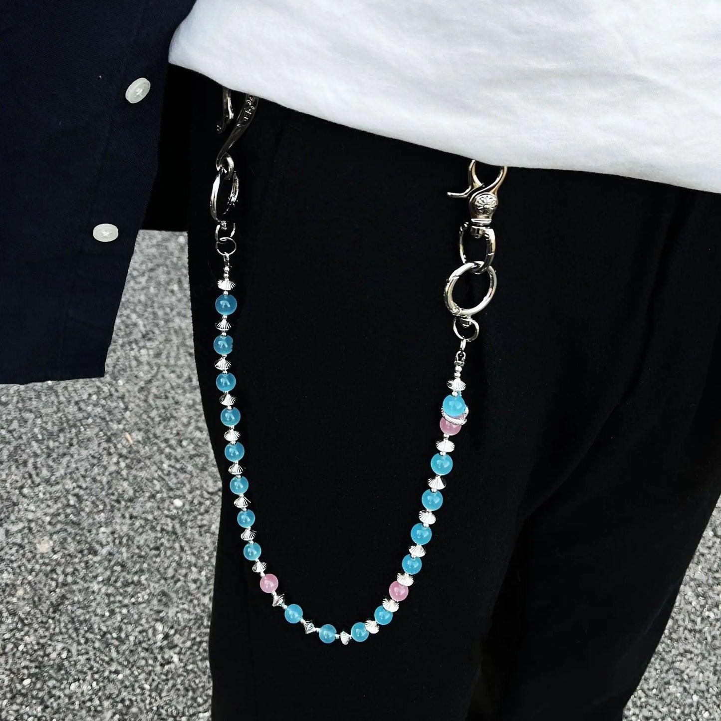 red and blue cat's eye stone chain - Blade & Thread