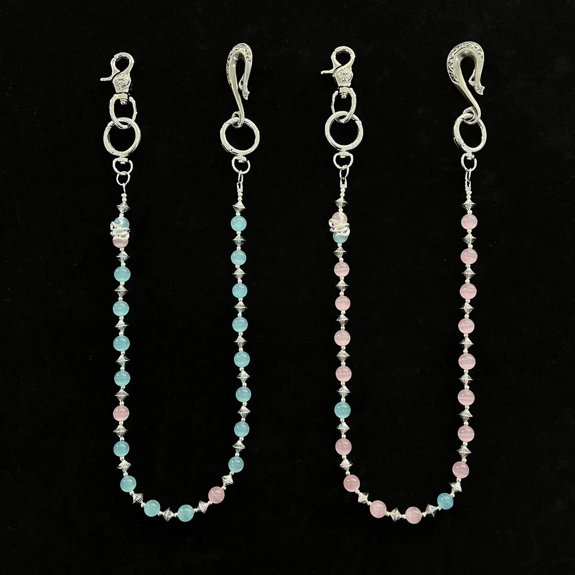 red and blue cat's eye stone chain - Blade & Thread