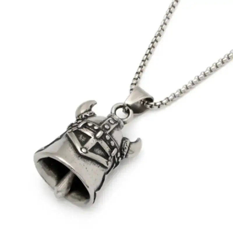 Red Cross Silver-Plated Wings Motorcycle Bell Pendant Necklace - Blade & Thread
