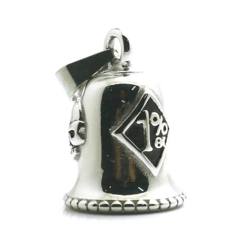Red Cross Silver-Plated Wings Motorcycle Bell Pendant Necklace - Blade & Thread
