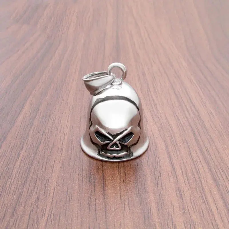 Red Cross Silver-Plated Wings Motorcycle Bell Pendant Necklace - Blade & Thread