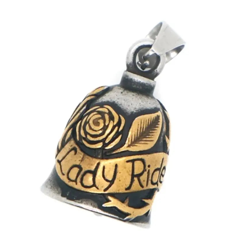 Red Cross Silver-Plated Wings Motorcycle Bell Pendant Necklace - Blade & Thread