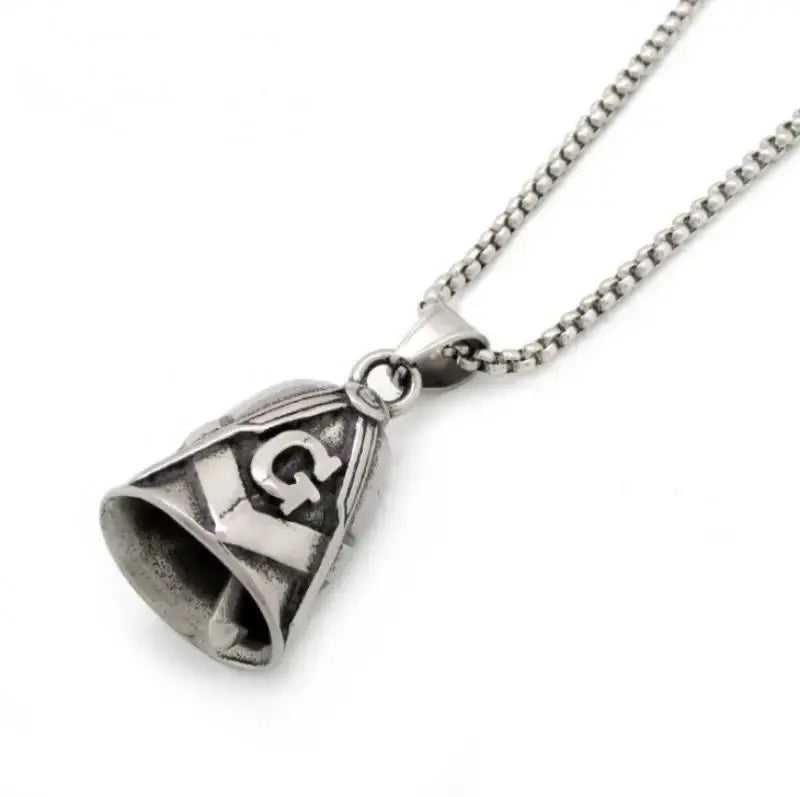 Red Cross Silver-Plated Wings Motorcycle Bell Pendant Necklace - Blade & Thread
