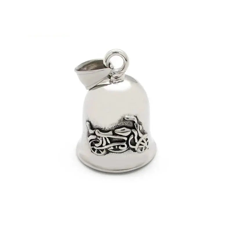 Red Cross Silver-Plated Wings Motorcycle Bell Pendant Necklace - Blade & Thread