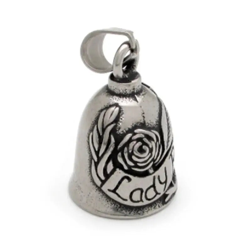 Red Cross Silver-Plated Wings Motorcycle Bell Pendant Necklace - Blade & Thread