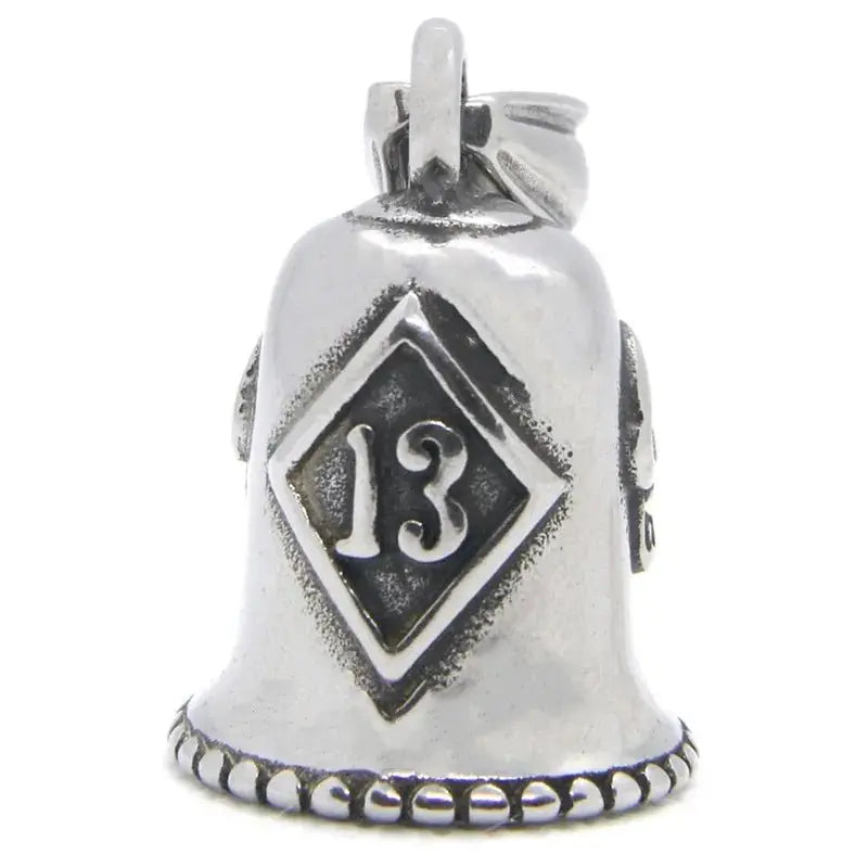 Red Cross Silver-Plated Wings Motorcycle Bell Pendant Necklace - Blade & Thread
