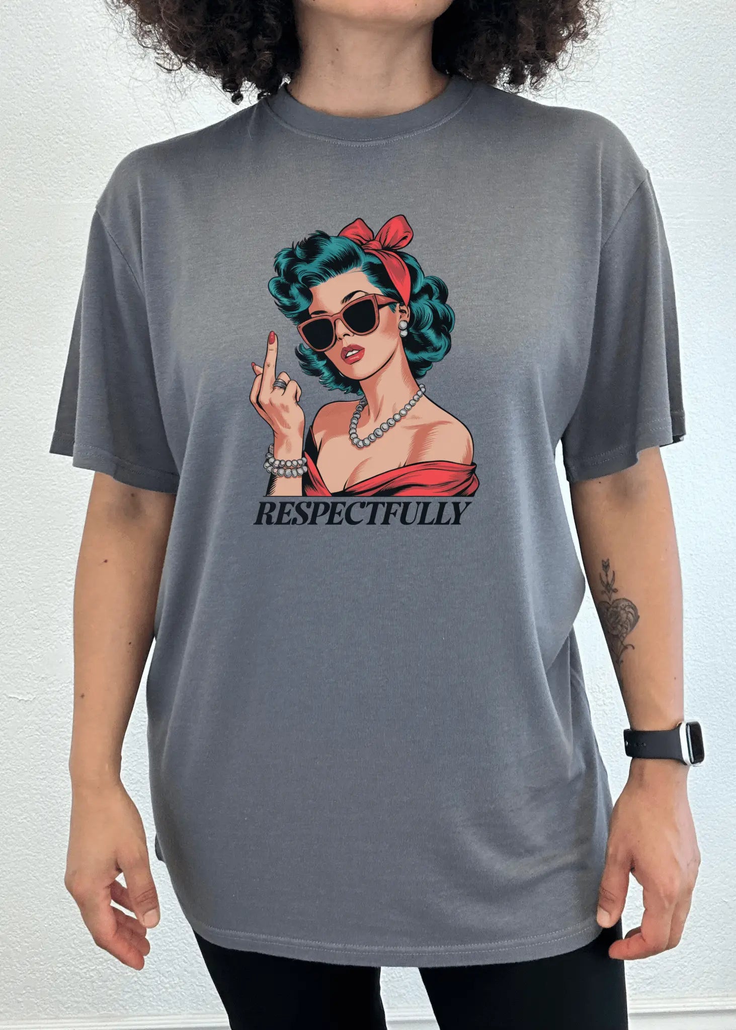 Respectfully Middle Finger Unisex Bamboo/Cotton Graphic T-Shirt - Blade & Thread