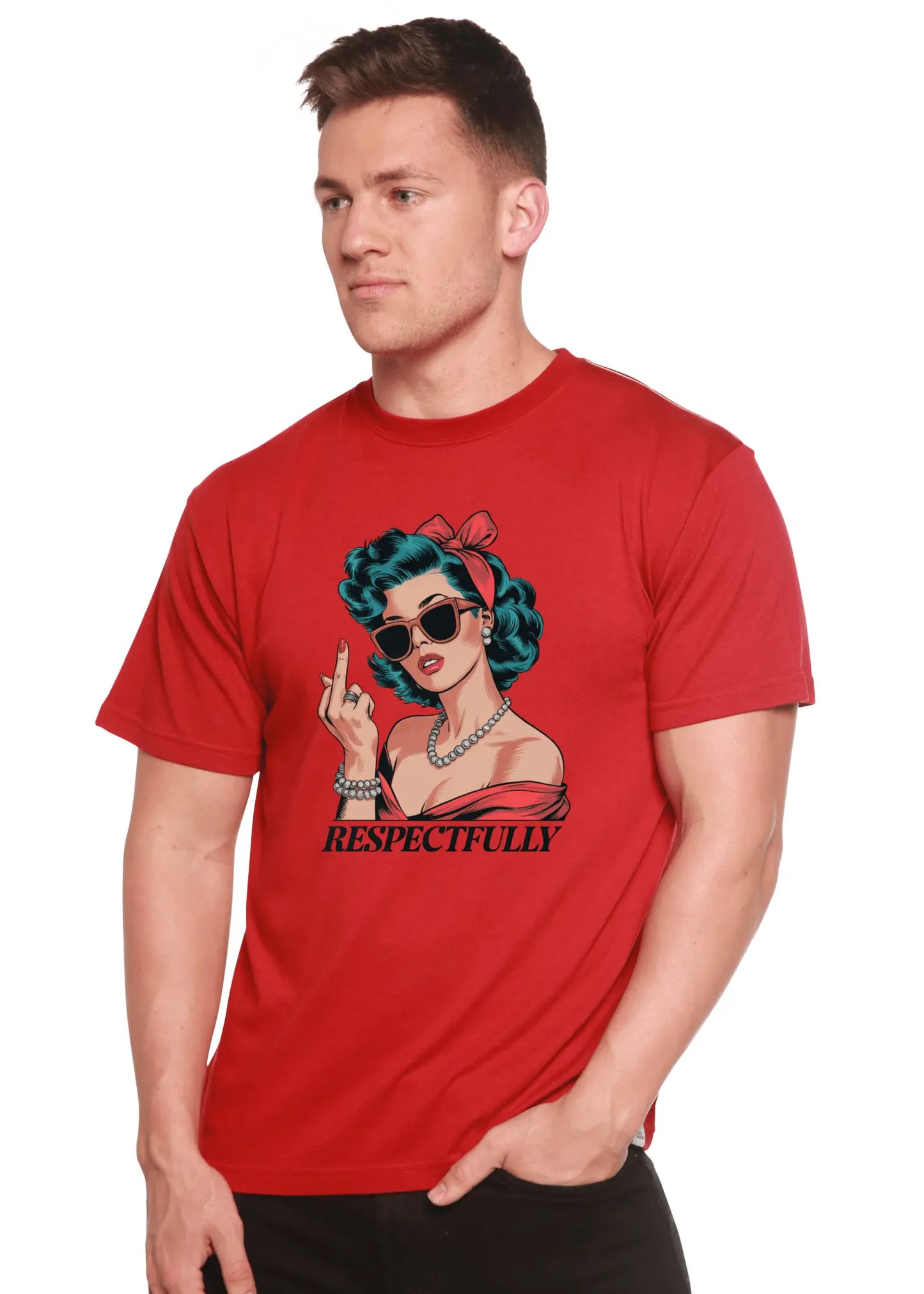 Respectfully Middle Finger Unisex Bamboo/Cotton Graphic T-Shirt - Blade & Thread