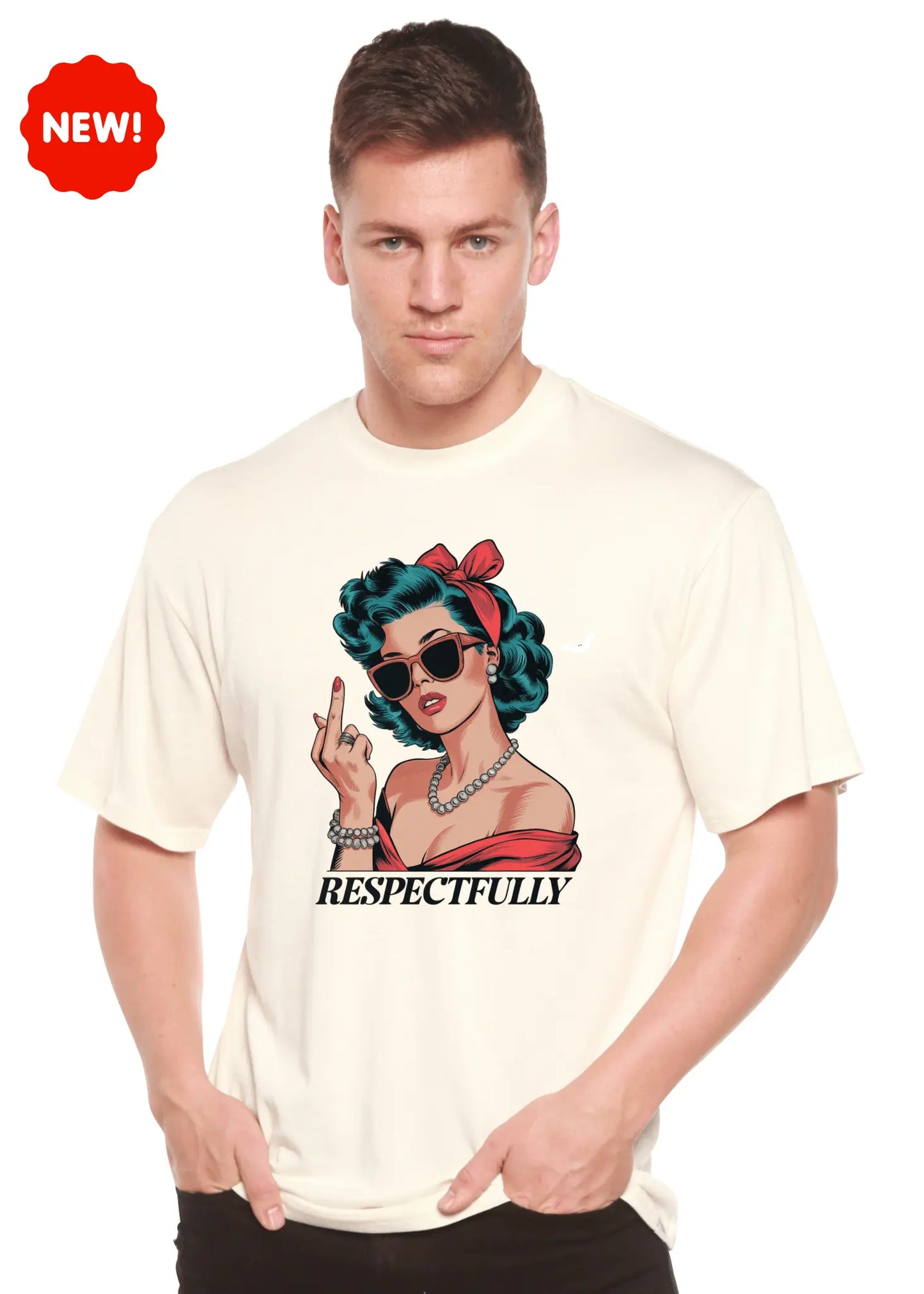 Respectfully Middle Finger Unisex Bamboo/Cotton Graphic T-Shirt - Blade & Thread