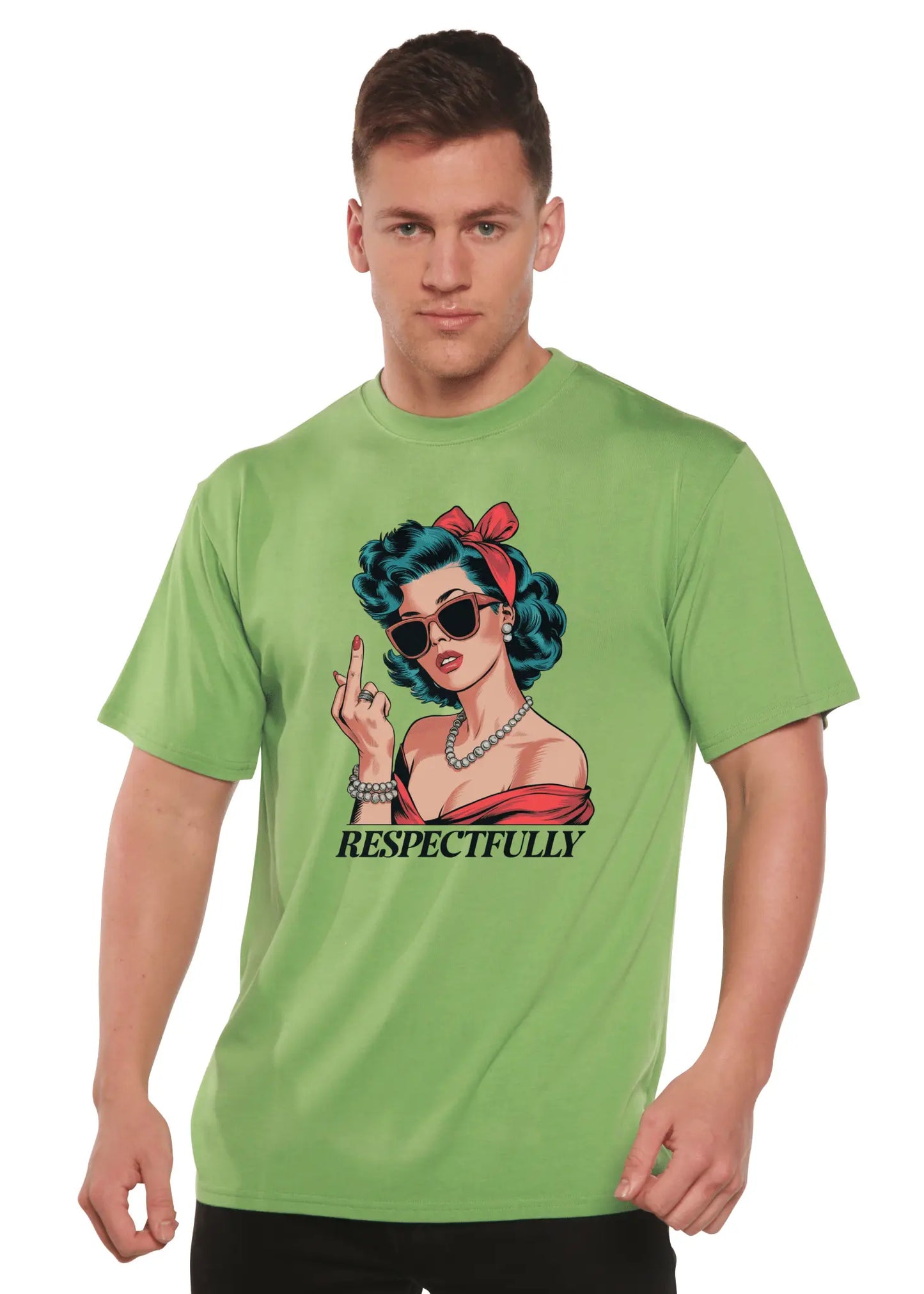Respectfully Middle Finger Unisex Bamboo/Cotton Graphic T-Shirt - Blade & Thread