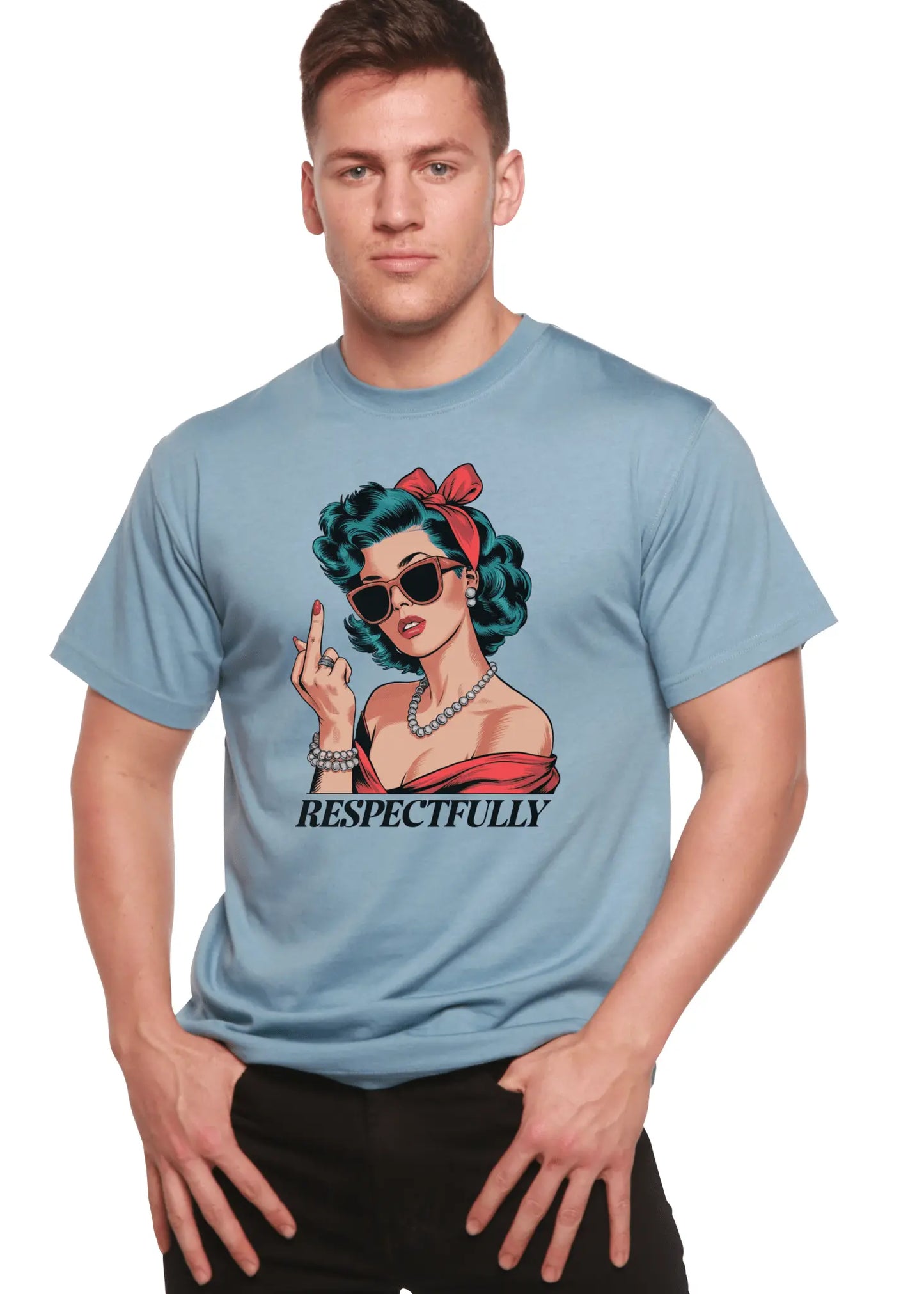 Respectfully Middle Finger Unisex Bamboo/Cotton Graphic T-Shirt - Blade & Thread