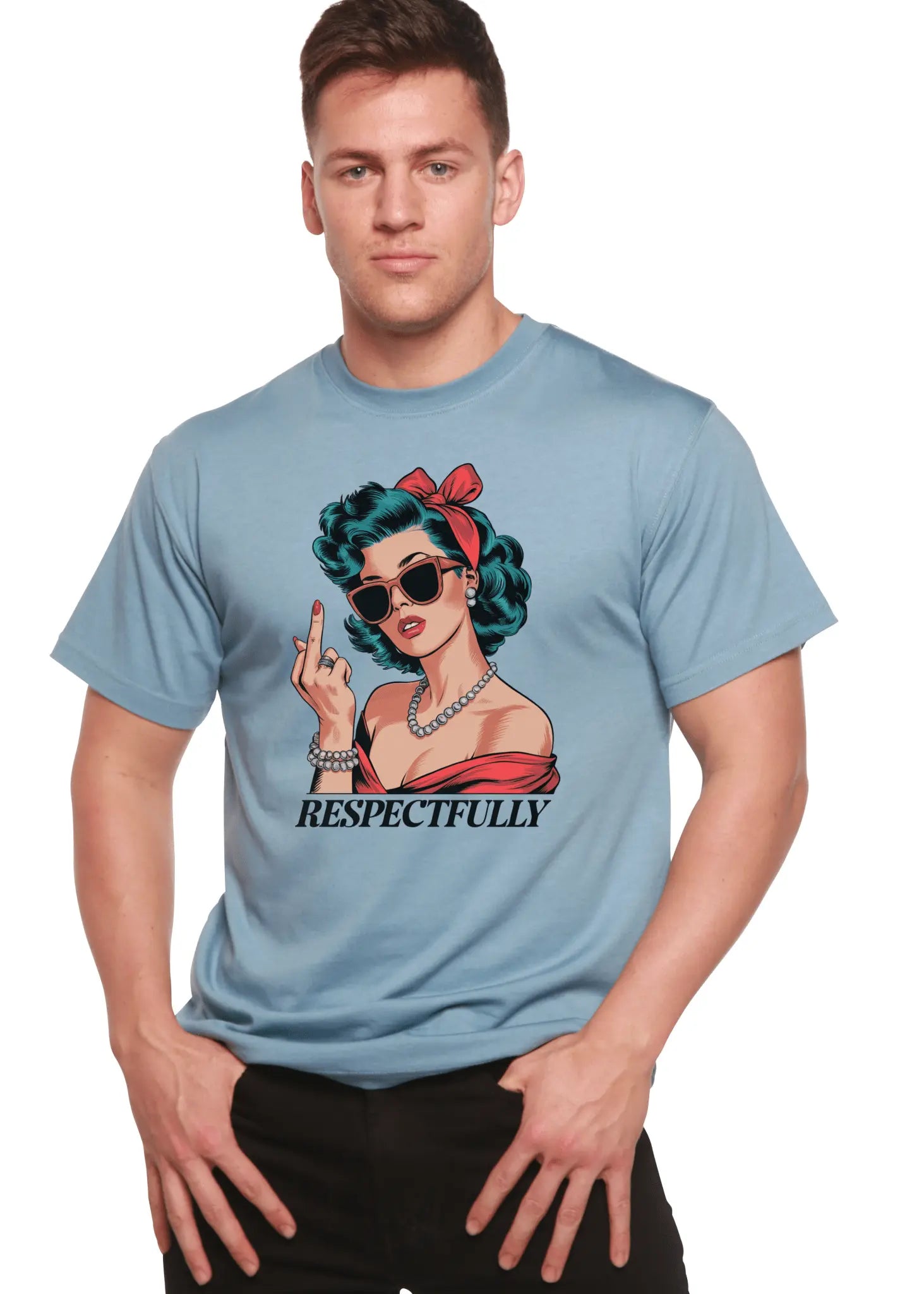 Respectfully Middle Finger Unisex Bamboo/Cotton Graphic T-Shirt - Blade & Thread