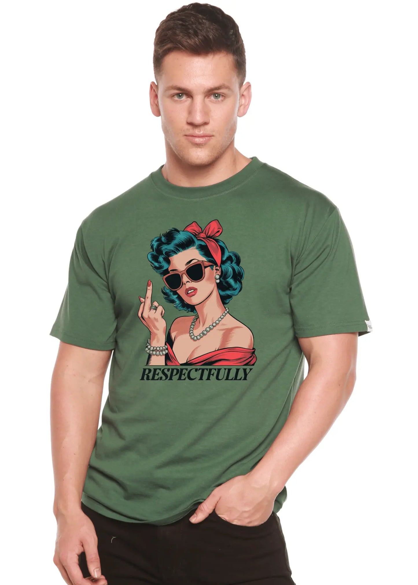 Respectfully Middle Finger Unisex Bamboo/Cotton Graphic T-Shirt - Blade & Thread