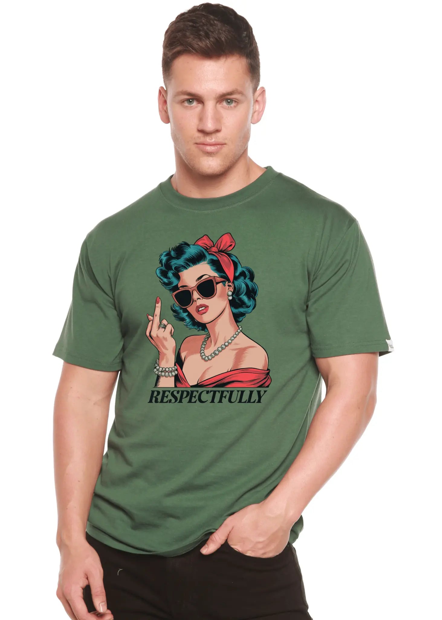 Respectfully Middle Finger Unisex Bamboo/Cotton Graphic T-Shirt - Blade & Thread
