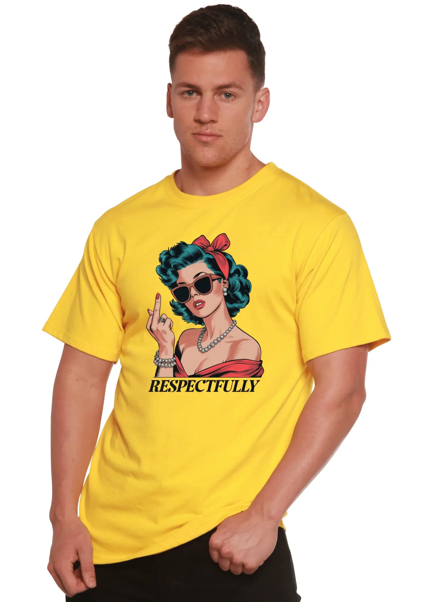 Respectfully Middle Finger Unisex Bamboo/Cotton Graphic T-Shirt - Blade & Thread
