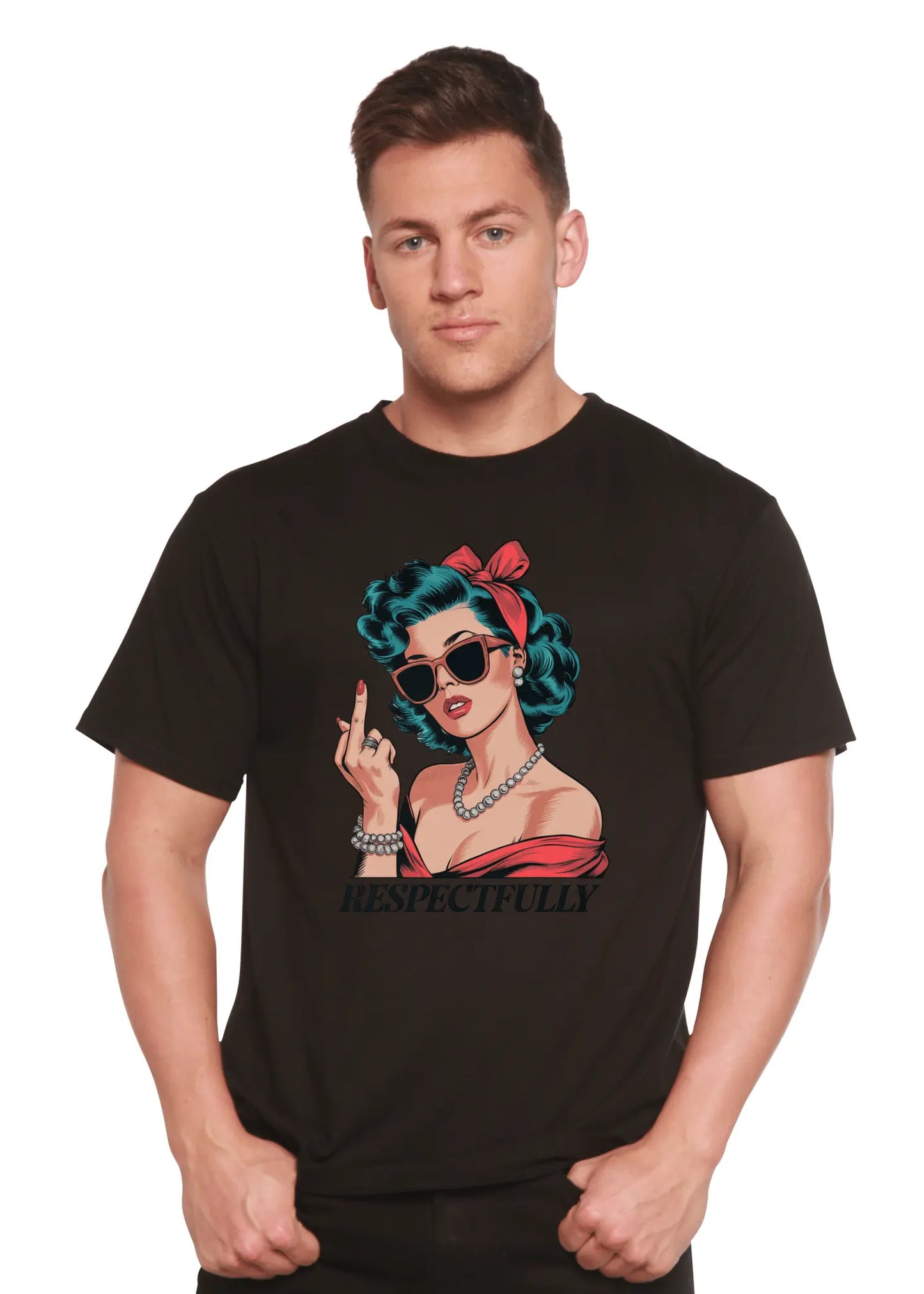 Respectfully Middle Finger Unisex Bamboo/Cotton Graphic T-Shirt - Blade & Thread
