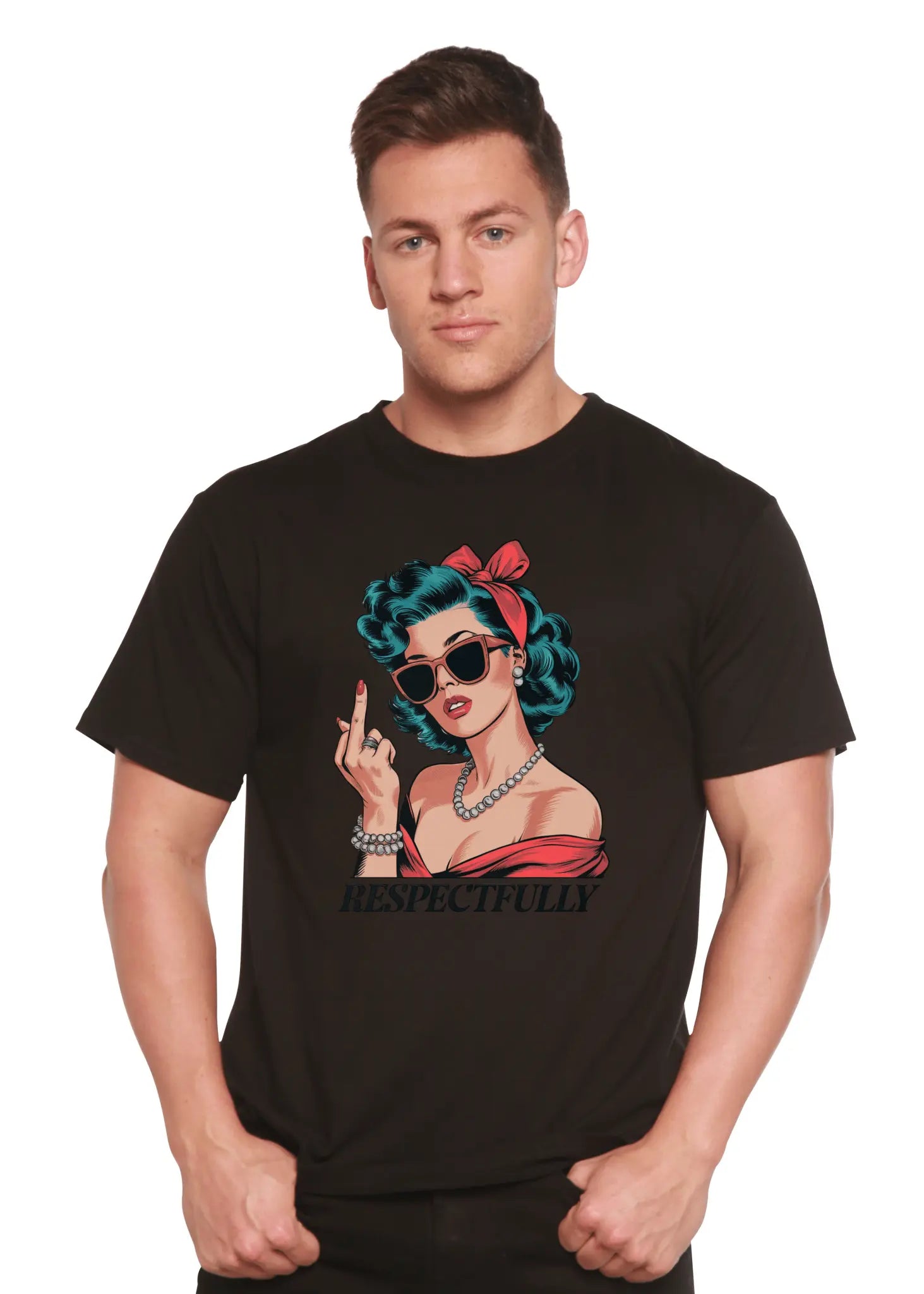 Respectfully Middle Finger Unisex Bamboo/Cotton Graphic T-Shirt - Blade & Thread