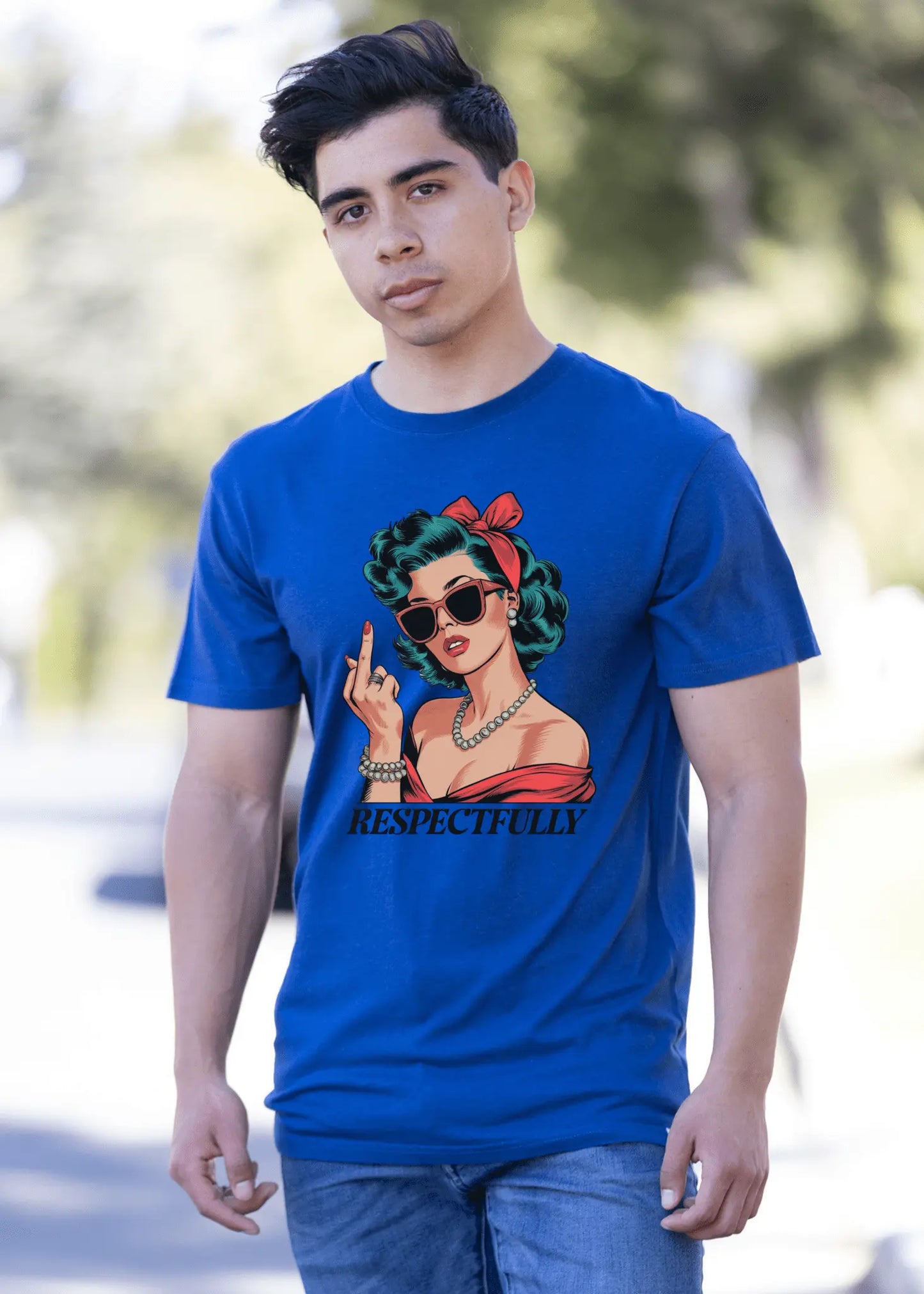 Respectfully Middle Finger Unisex Bamboo/Cotton Graphic T-Shirt - Blade & Thread