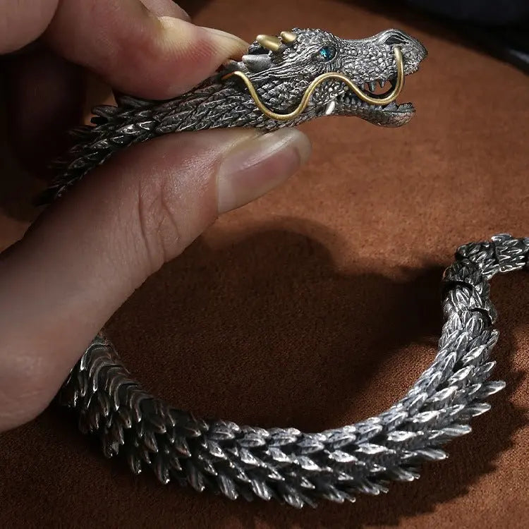 Retro and domineering black dragon bone bracelet - Blade & Thread