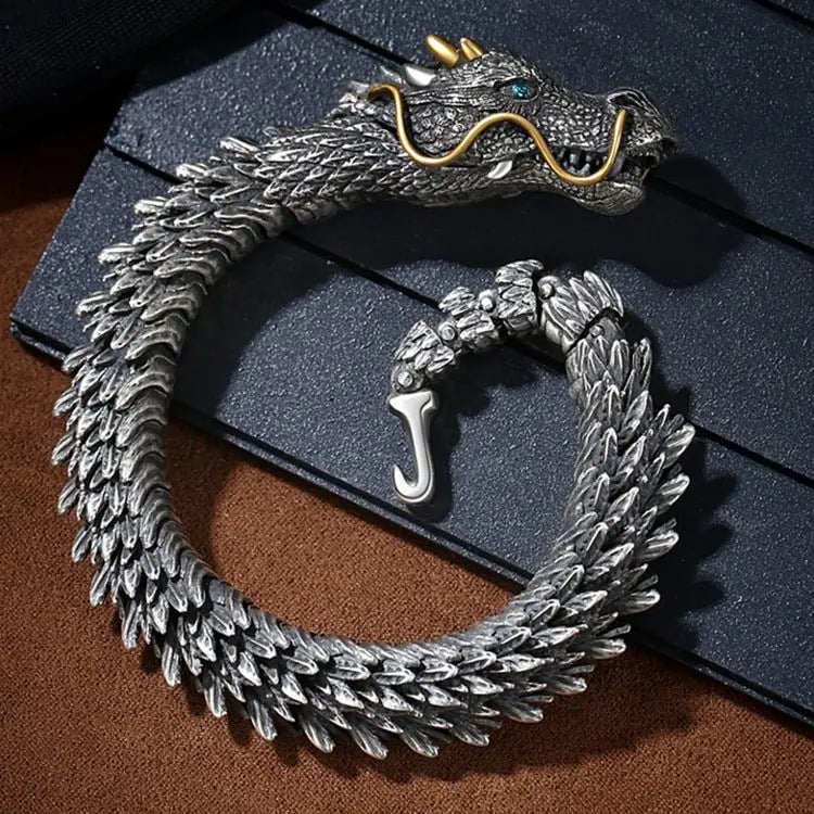 Retro and domineering black dragon bone bracelet - Blade & Thread
