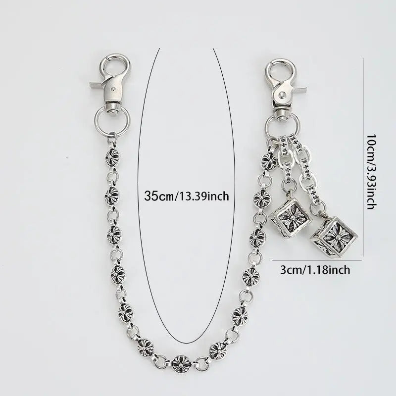 Retro cross flower ball bag chain - Blade & Thread