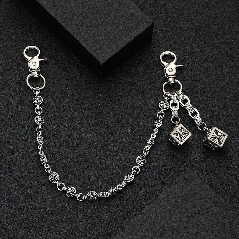 Retro cross flower ball bag chain - Blade & Thread