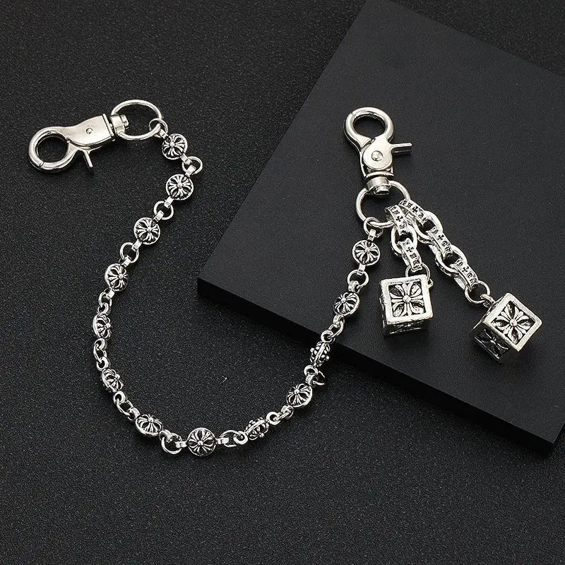 Retro cross flower ball bag chain - Blade & Thread