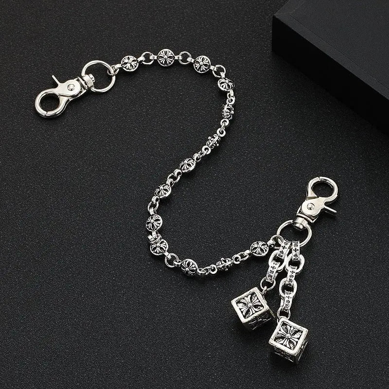 Retro cross flower ball bag chain - Blade & Thread
