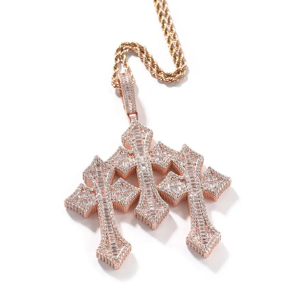 Retro Cross Square Zircon Inlay Necklace - Blade & Thread