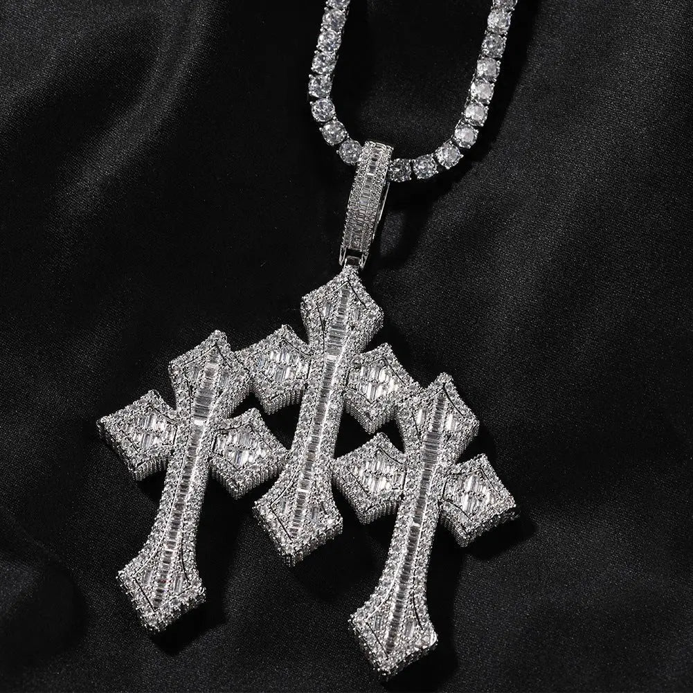 Retro Cross Square Zircon Inlay Necklace - Blade & Thread